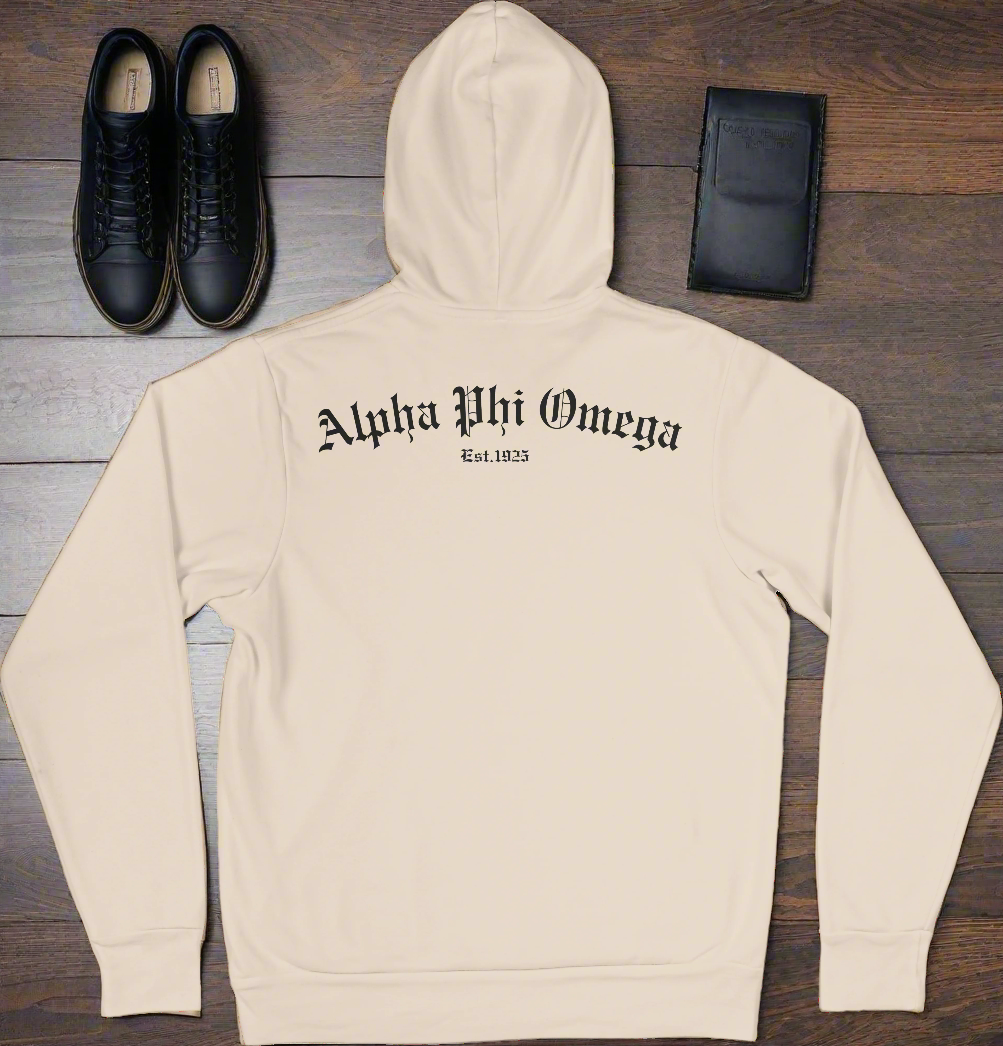 Fraternity /Sorority Greek Applique Mens' Cotton Care Kangaroo Hoodie-F369HB