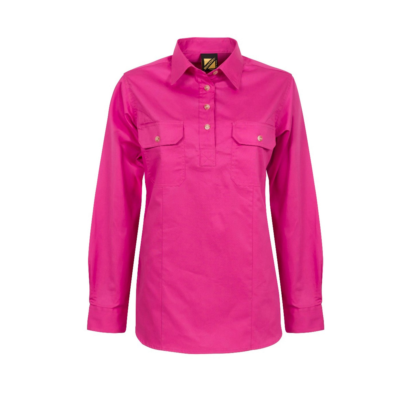 Ladies cotton drill shirt lightweight long sleeve closed front