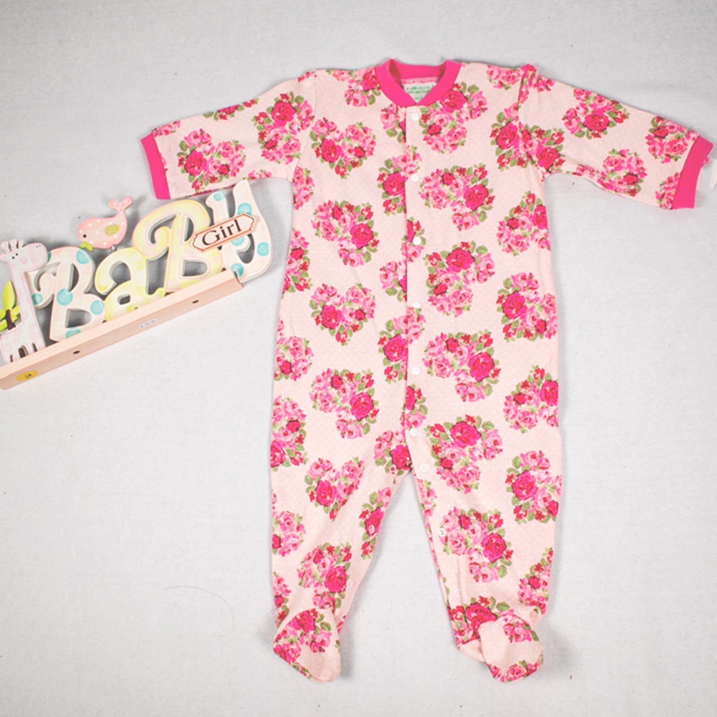 Custom Embroidery Name Baby Floral Print Romper-4 Little Ducks