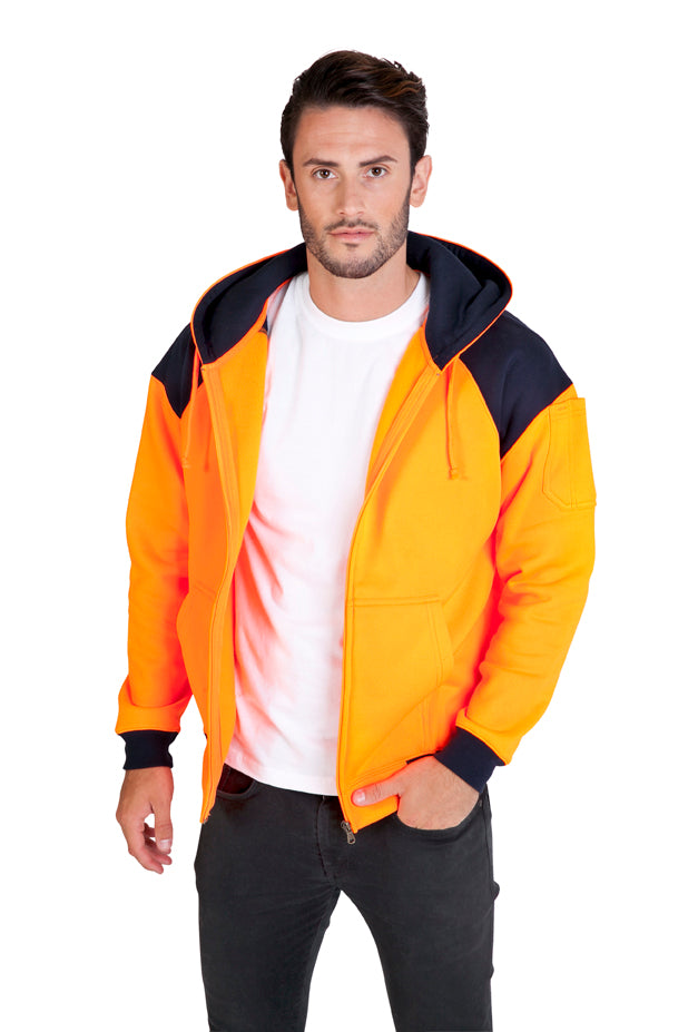 Men Shoulder Contrast Zipper Hoodies - WORKWEAR