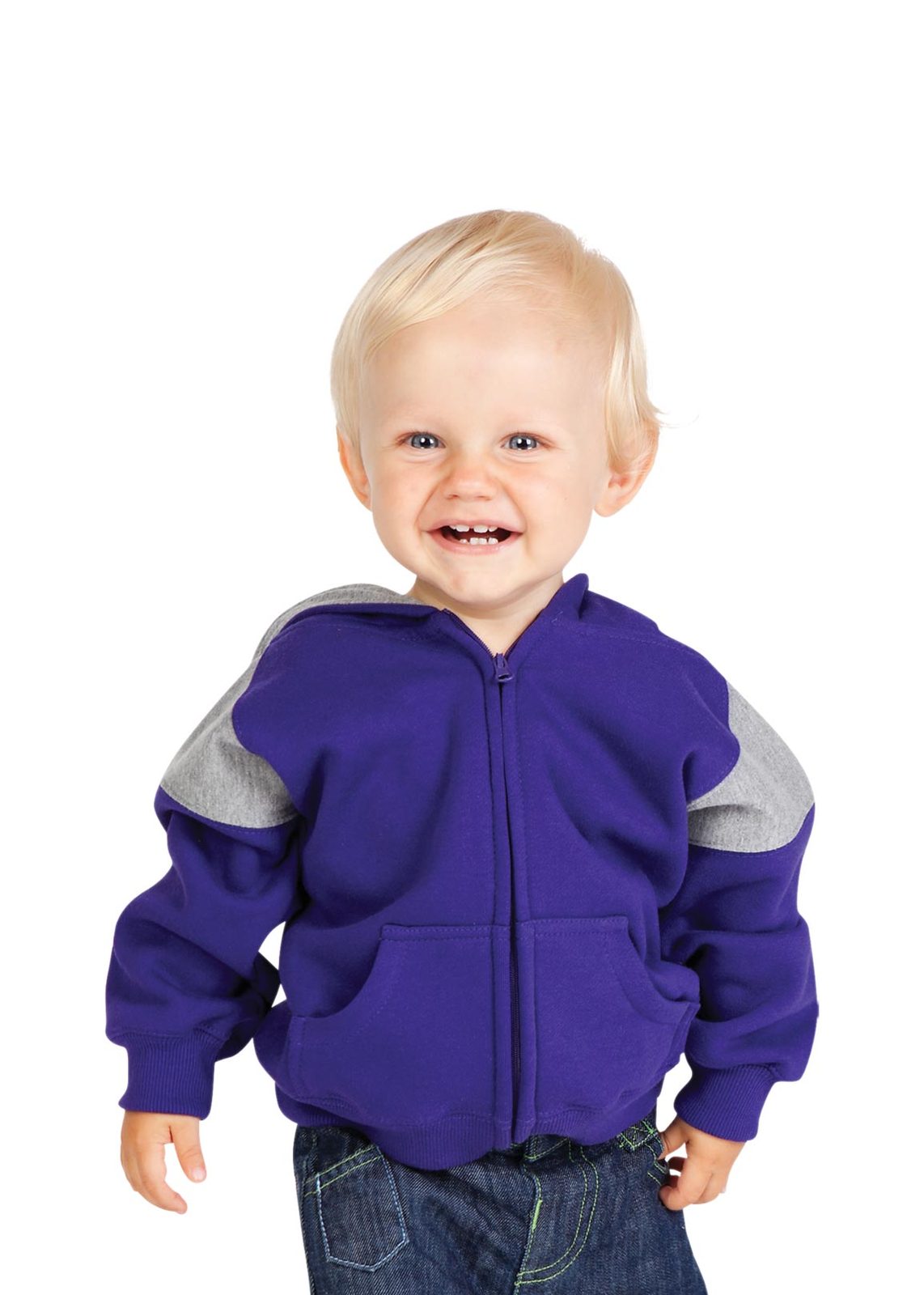 Kids Shoulder  Contrast Panel Hoodies with Zipper