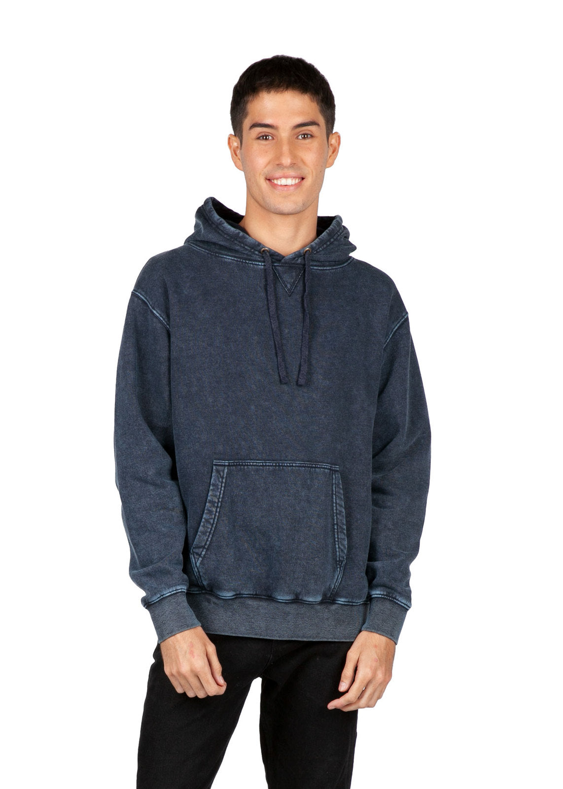 Mens stone washed fleece hoodie