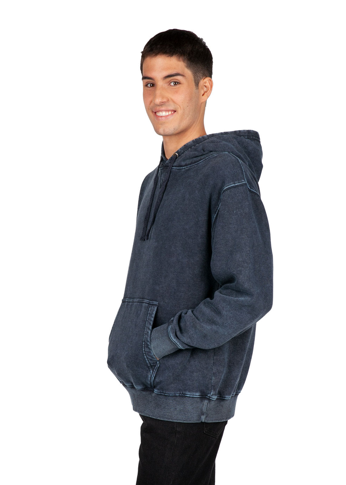 Mens stone washed fleece hoodie