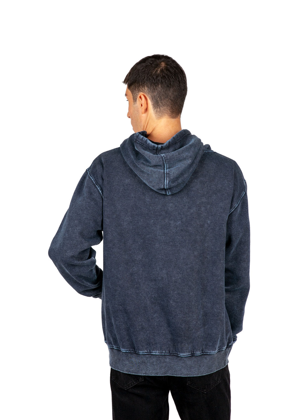 Mens stone washed fleece hoodie