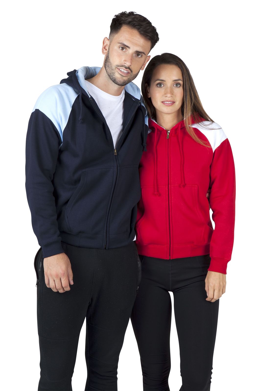 Mens Shoulder Contrast Zip Hoodie