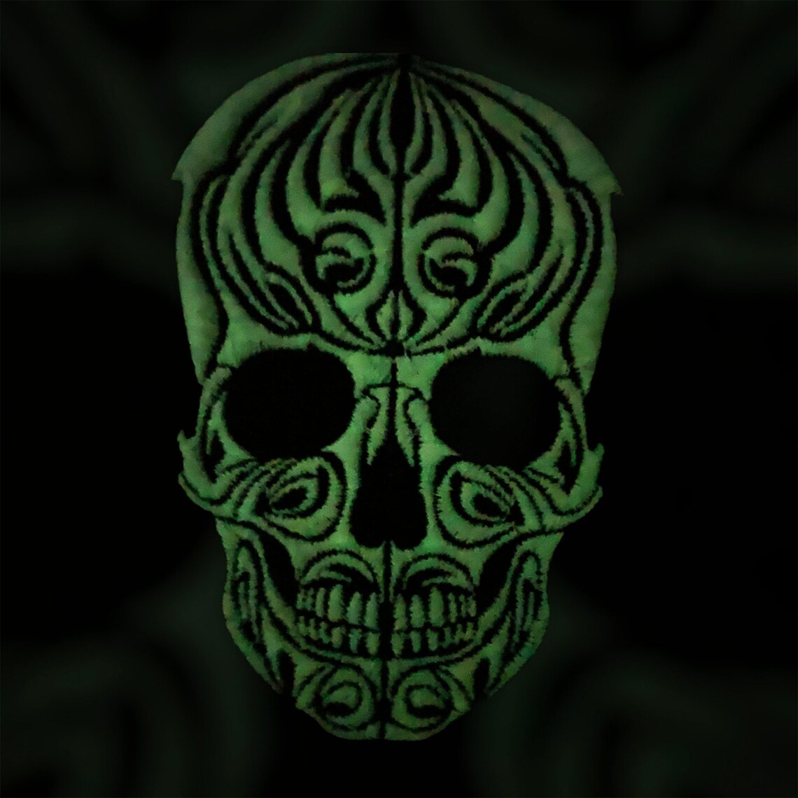 Sew-on Embroidered Glow in the Dark Tattoo Skull