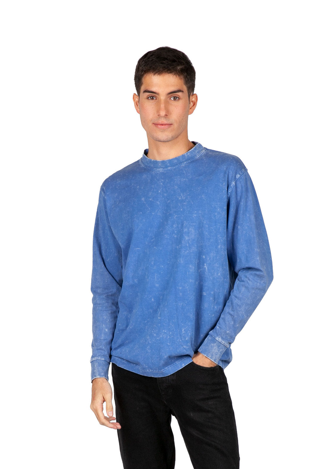 MENS STONE WASHED LONG SLEEVE TEES