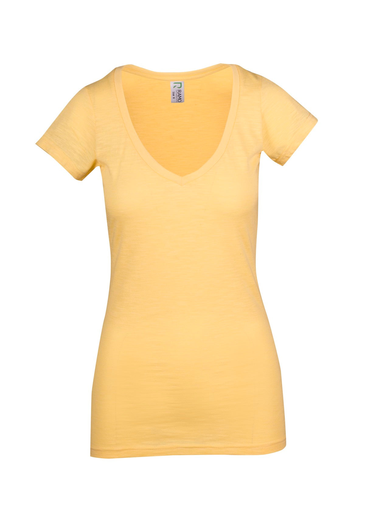 Ladies Raw Cotton Wave V Neck Tees